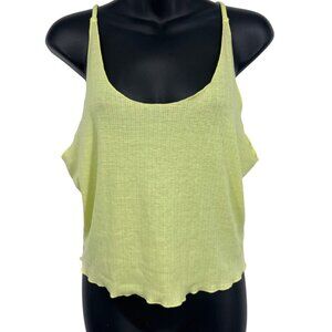 Anthropologie Ribbed Knit Yellow Spaghetti Strap Tank Top Size Medium M NWT New